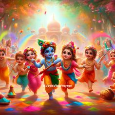 cute little radha krishna holi images