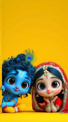 cute little radha krishna holi images