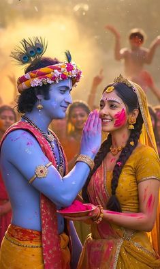 cute little radha krishna holi images
