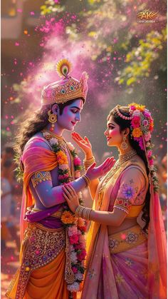 cute little radha krishna holi images