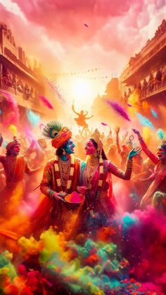 cute little radha krishna holi images