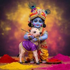 cute little radha krishna holi images