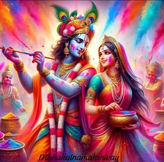 cute little radha krishna holi images