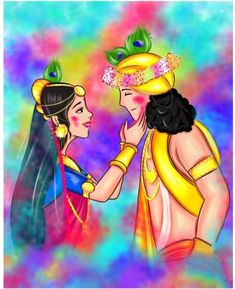 cute little radha krishna holi images