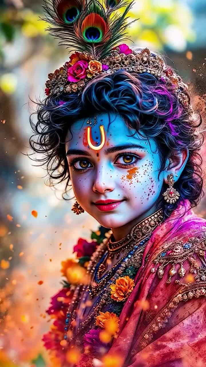 cute little radha krishna holi images