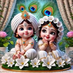 cute little radha krishna holi images