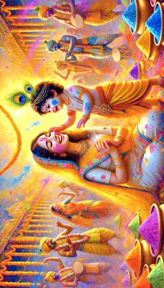 cute little radha krishna holi images