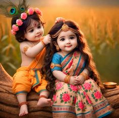 cute little radha krishna holi images