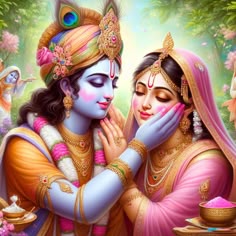 cute little radha krishna holi images