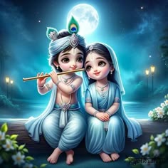 cute little radha krishna holi images