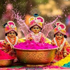 cute little radha krishna holi images