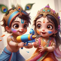 cute little radha krishna holi images
