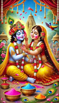 cute little radha krishna holi images