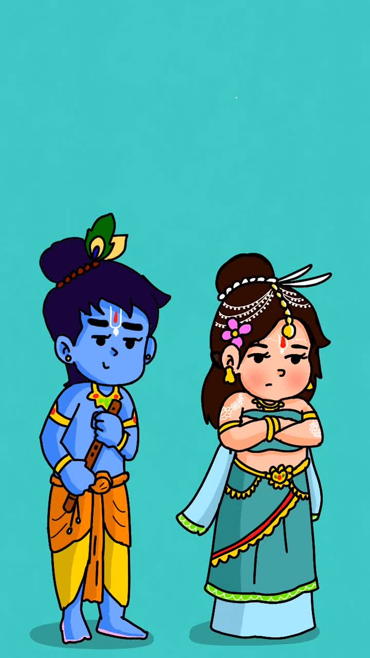 cute little radha krishna holi images