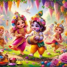 cute little radha krishna holi images
