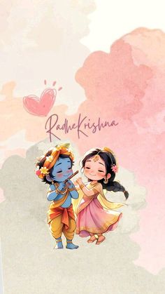 cute little radha krishna holi images