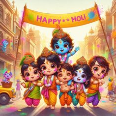 cute little radha krishna holi images