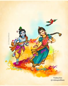 cute little radha krishna holi images