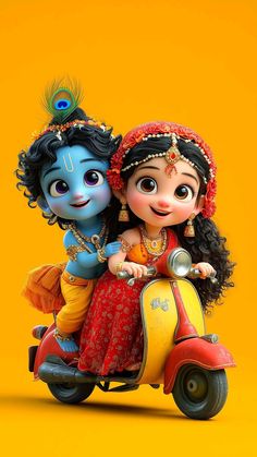 cute little radha krishna holi images