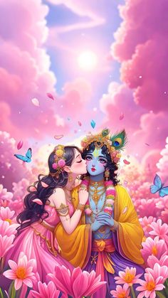 cute little radha krishna holi images