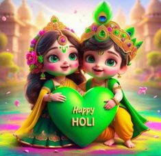 cute little radha krishna holi images
