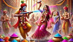 cute little radha krishna holi images