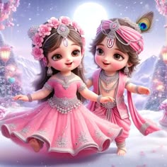 cute little radha krishna holi images