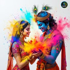 cute little radha krishna holi images