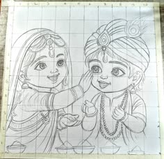 pencil radha krishna drawing