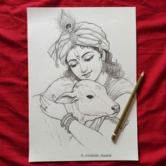 pencil radha krishna drawing