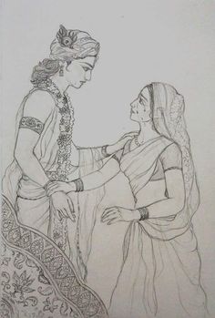 pencil radha krishna drawing