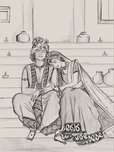 pencil radha krishna drawing