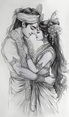 pencil radha krishna drawing