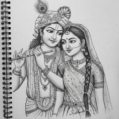 pencil radha krishna drawing