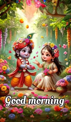 radha krishna good morning images