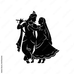 black radha krishna silhouette