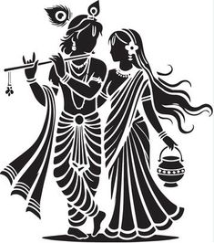 black radha krishna silhouette