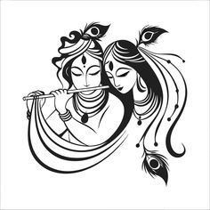 black radha krishna silhouette
