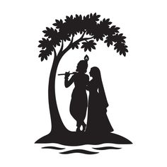 black radha krishna silhouette