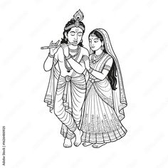 black radha krishna silhouette