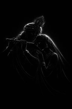 black radha krishna silhouette