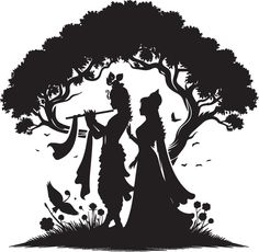 black radha krishna silhouette
