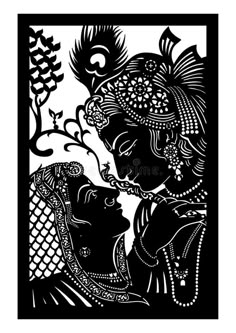 black radha krishna silhouette