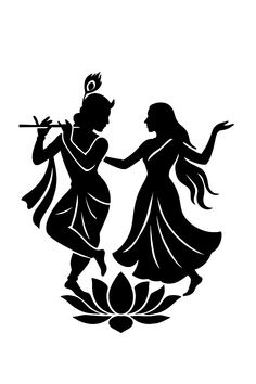 black radha krishna silhouette