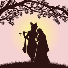 black radha krishna silhouette