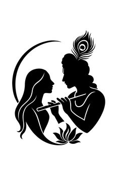 black radha krishna silhouette
