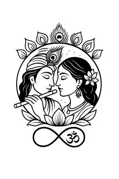 black radha krishna silhouette